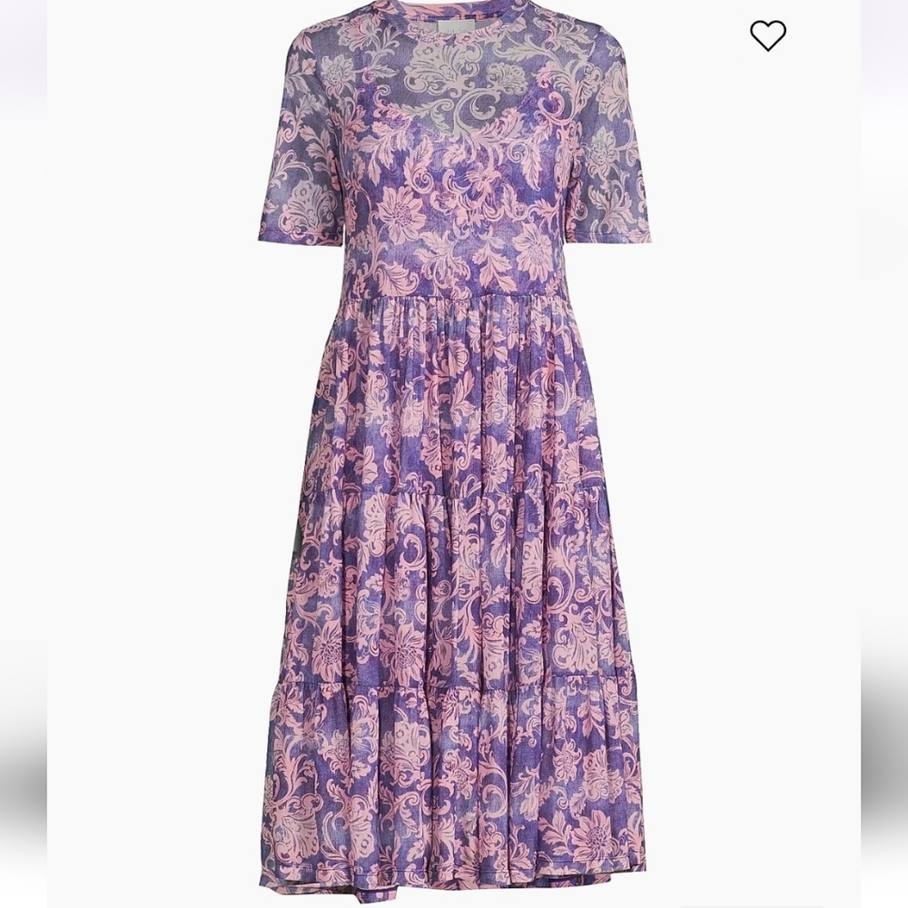 Johnny Was Jade Florentina Mesh Tiered Sheer Dress Size Small